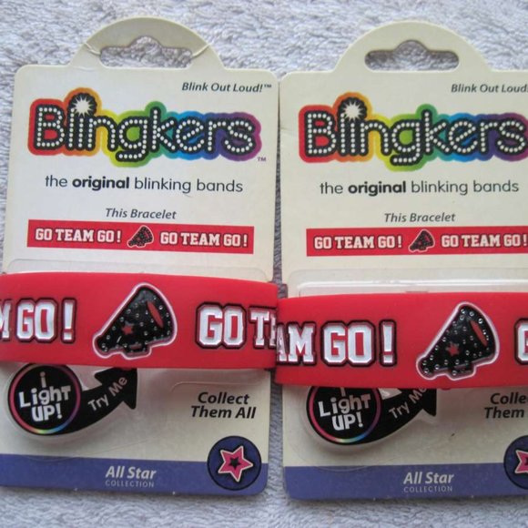 2 (TWO)Go Team Go! Spirit Blingkers Silicone Blinking Bracelet Wrist Band Blinks - Picture 1 of 7